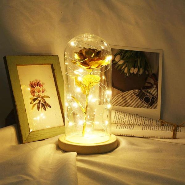 

led beauty rose and beast battery powered red flower string light desk lamp romantic valentine's day birthday gift decoration