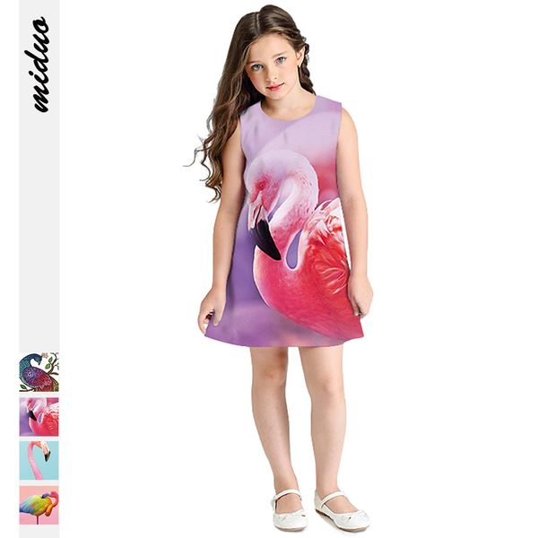 

Factory direct digital printing girls sleeveless round neck dress Europe and America loose summer princess A word children's skirt new, Red;yellow