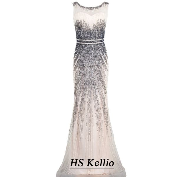 

hs kellio noble dresses formal evening party handmade beaded mermaid dress on sale, White;black