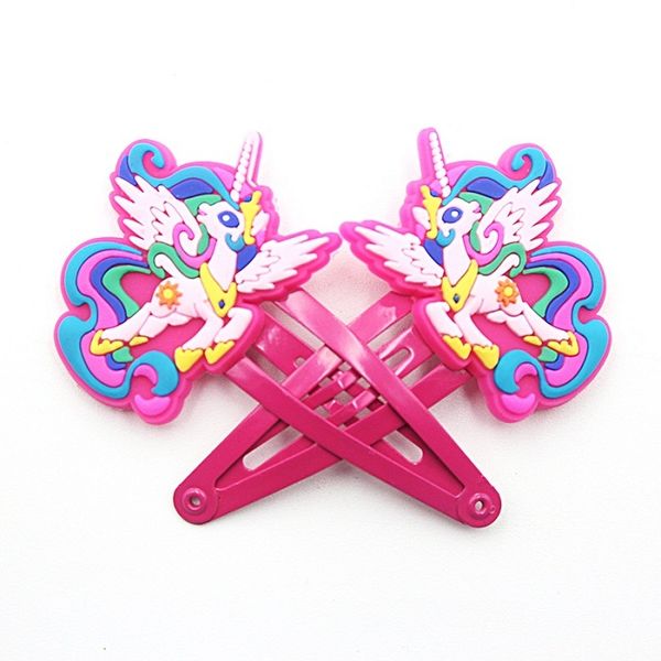 

2pcs lovely new horse girls hair accessories my little ponys hair clips cartoon kids hairpins children hair ornaments, Slivery;white