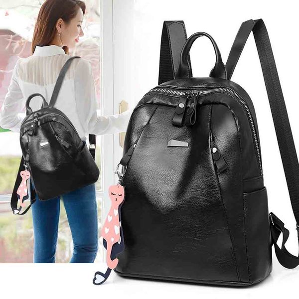 

korean leisure zipper backpack women leather back pack women bags shoulder bookbags for teenage girls mochilas mujer