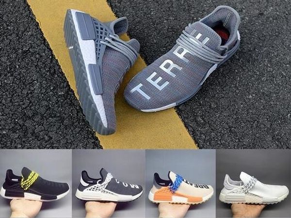 

wholesale human race pharrell williams hu trail nerd mens running shoes women noble ink core black white red sport sneaker shoes
