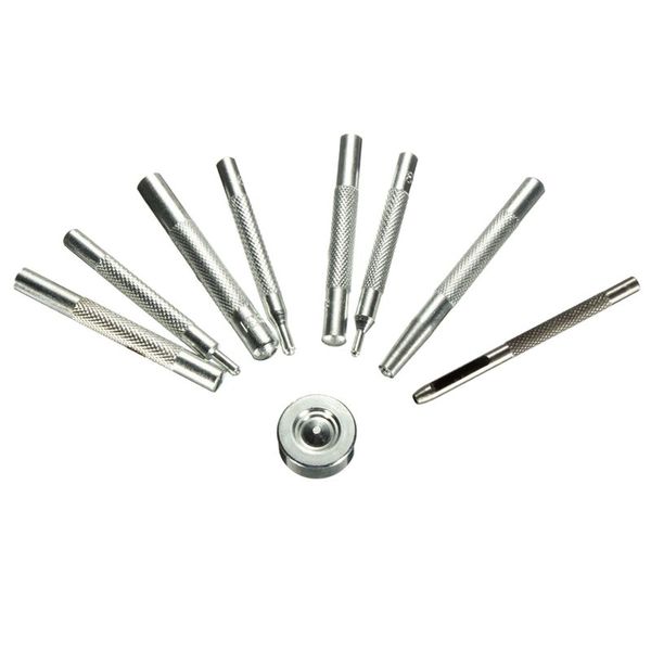 

9pcs fixing tool kit sewing leather craft snap button fastener press stud base