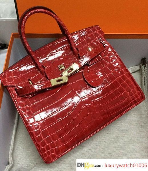 

35cm 30cm 25cm 2019 big brand women totes shoulder bags with lock lady cowhide alligator genuine leather fashion handbag wholesale