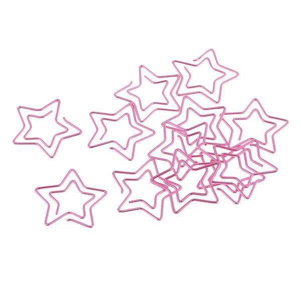 

12pcs metal pink paper clips stars non-skid bookmark stationery crafts