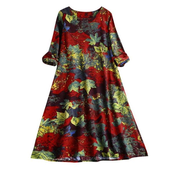 

cover-ups sagace vintage dress women casual o-neck long sleeve dresses for button with pockets plus size sundress sexy