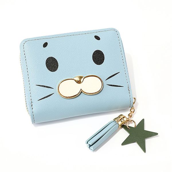 

women wallet cartoon seal coin faux leather card package tassel pendant holders clutch purse lady pu, Red;black