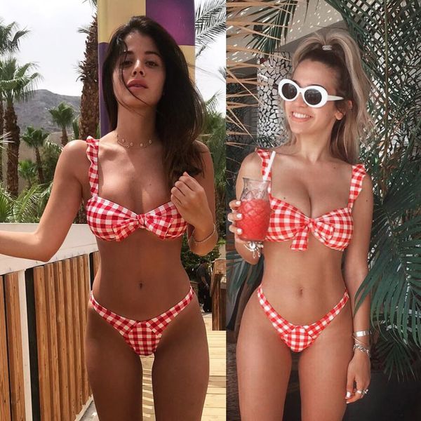 

женская бикини розовый плед swimsuits sexy купальный костюм push up бикини мая красный девушка отделить купальники женский бразильская купал, White;black