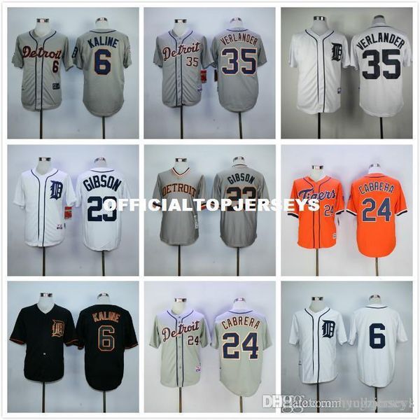 

6 al kaline 23 kirk gibson 35 justin verlander retro jersey, Black;blue