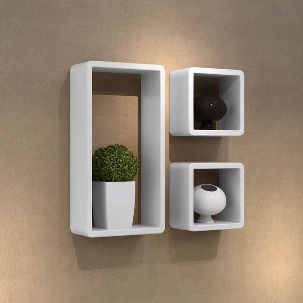 

decorative cube shelf wall shelf (set of 3) round corner white living room furniture
