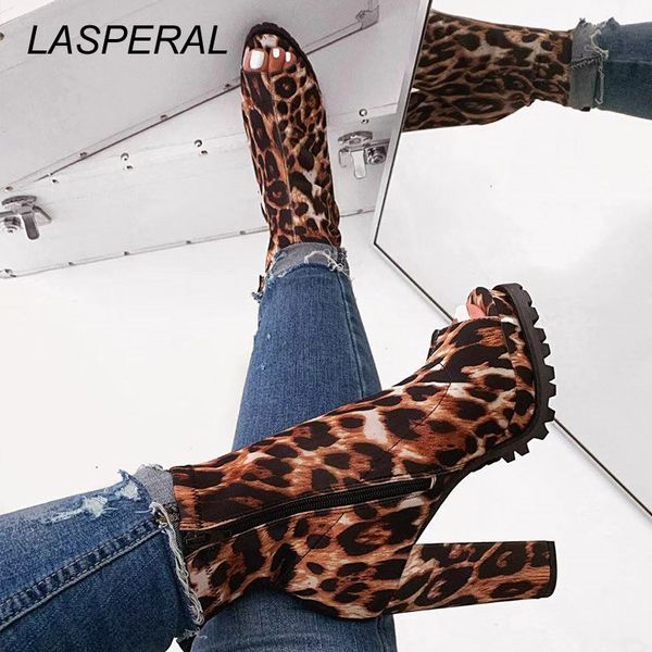 

lasperal thick high heels sandals women snake pattern zip ankle boots autumn woman peep toe ladies platform shoes dropship, Black