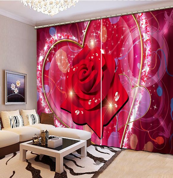 

2pcs/set red peach blossom window curtain for living room bedroom blackout curtains