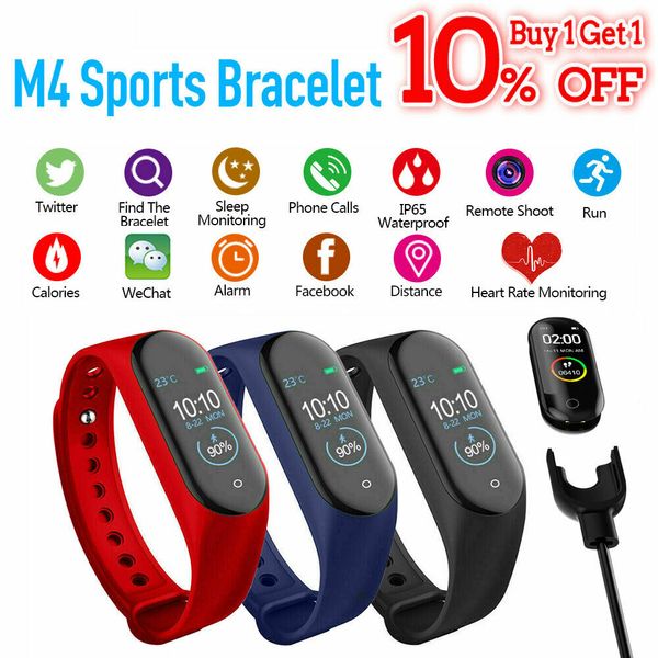 

m4 smart bracelet heart rate blood pressure tracker ip67 waterproof bluetooth 0.96 inch wristband smartband health monitor pk mi band 4