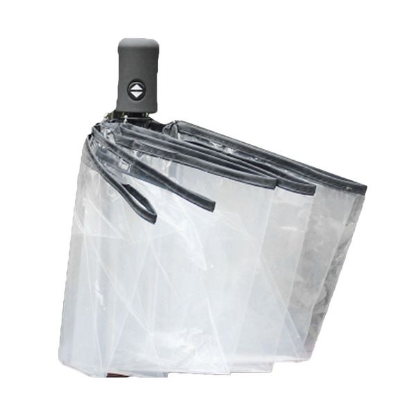 

3 colors fully automatic umbrella three folding clear windproof umbrellas women men 8 rib rainproof transparent umbrella gift