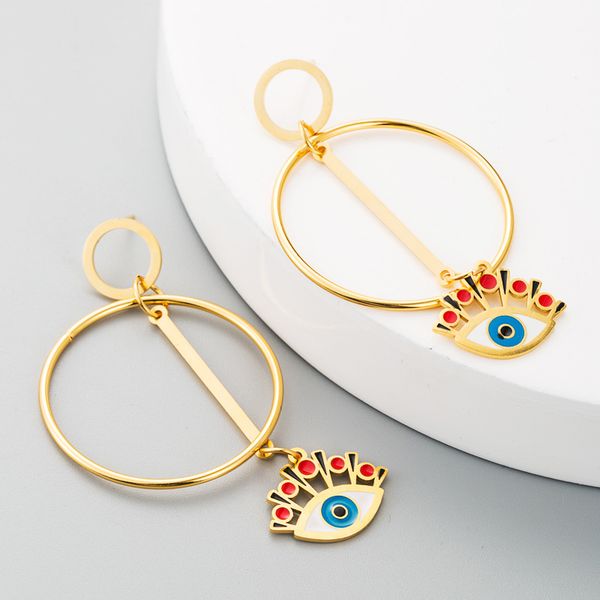 

new punk dripping oil devil's eye stainless steel simple trend christmas drop earrings for women fashion jewelry accessories, Silver