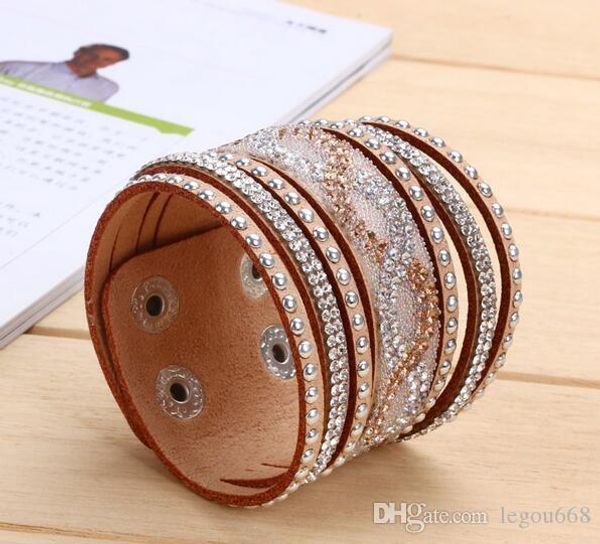 

10 colors new multilayer leather bracelet christmas gift charm bracelets vintage jewelry for women pulsera 2017 g33, Golden;silver