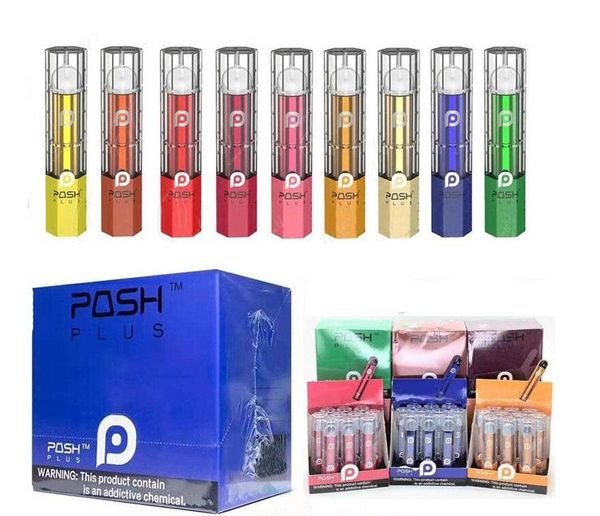 

2020 Оригинал Posh Plus Одноразовые устройства Pod Kit 280mAh батарея с 2,0 мл картридж пустой Vape Pen Бобы Мини 500 пуфы комплекты 100% Authentic