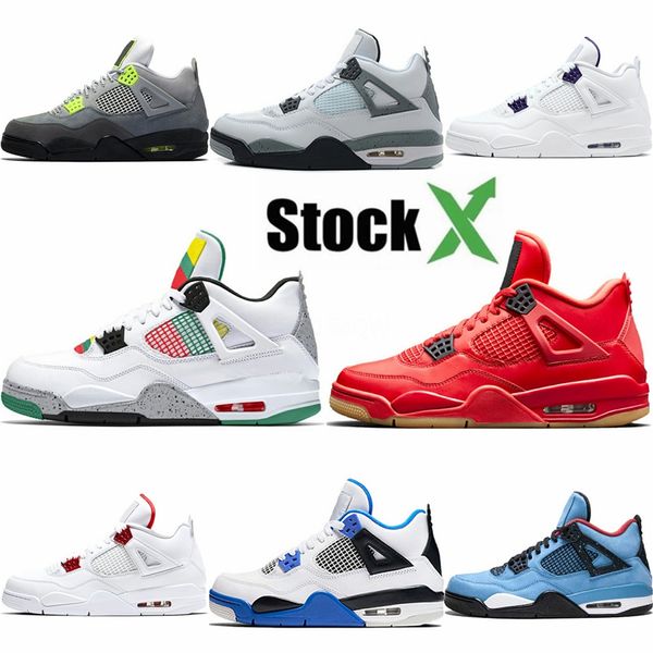 

4 mens basketball shoes 4s pure money royalty white cement bred military red bred men sneakers size 8-13 wholesale #463