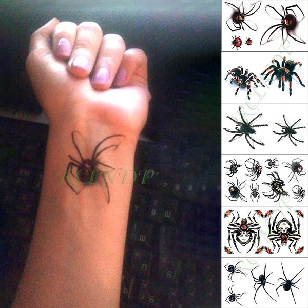 Acheter étanche Temporaire Autocollant De Tatouage Araignée Insecte Faux Tatouage Doigt Main Bras Pied Flash Tatoo Pour Kid Fille Hommes Femmes De