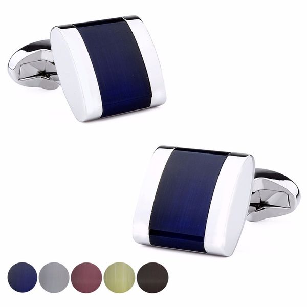 

hawson classic opal cuff links luxury navy blue stone cufflinks for men high quality, Silver;golden
