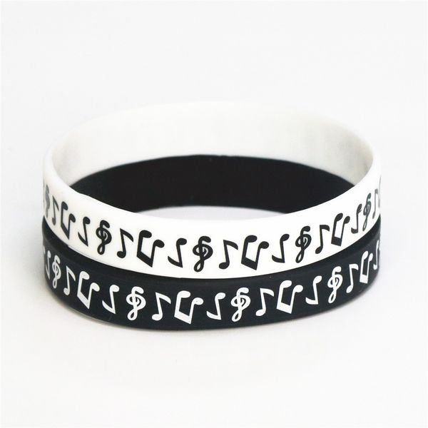 

1pc new design ink filled logo music note silicone wristband for music fans black silicone rubber bracelets &bangles gift sh121, Golden;silver