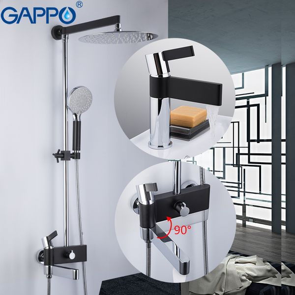 

gappo bathtub faucets brass water tap chrome and black bath faucet mixer shower set with basin faucet bathroom shower system