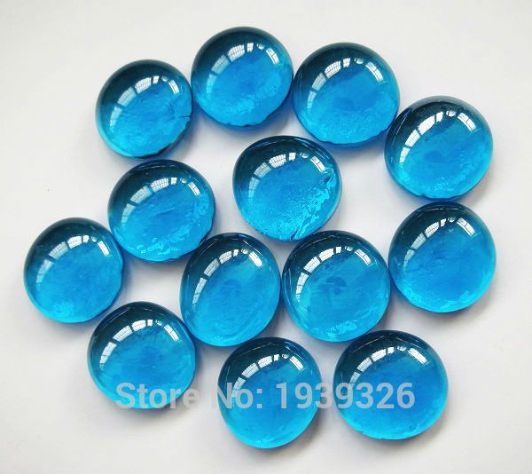 

blue glass beads 60 pcs craft gift mixed color pebbles stones for vase fish tank aquarium decorative flat glass stone marbles