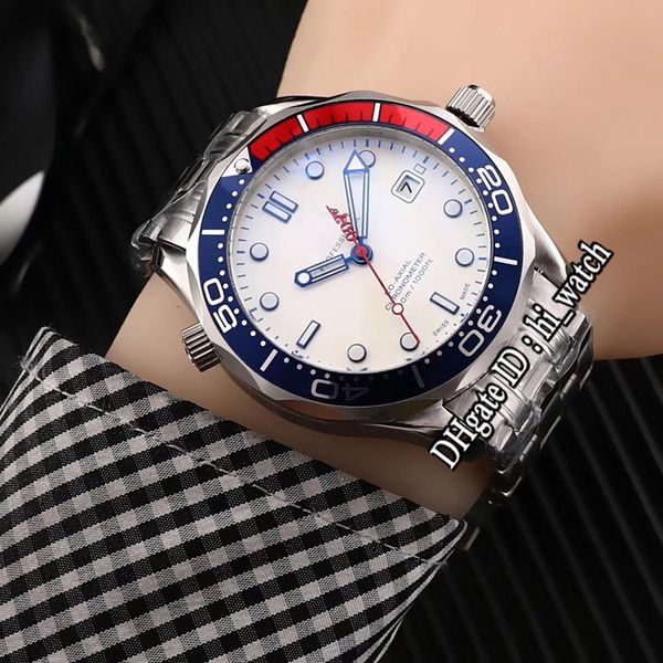

new 300m dive james bond 007 red blue bezel black dial automatic mens watch stainless steel sports lited edition watches hi_watch b366d4, Slivery;brown