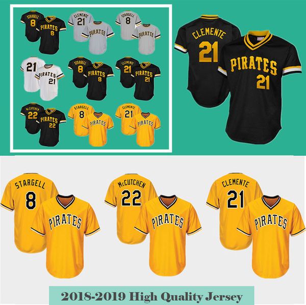

Pittsburgh Baseball Jersey Pirates 21 Roberto Clemente 22 29 Francisco Cervelli 27 Kent Tekulve 6 Marte 8 Willie Stargell 2019 new