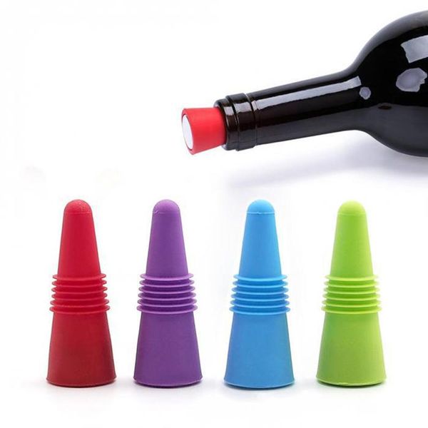 Tappi per bottiglie di vino in silicone riutilizzabili e tappi per bottiglie di bevande Tappi per vino Utensili da bar all'ingrosso Tappo per bottiglia di vino in silicone