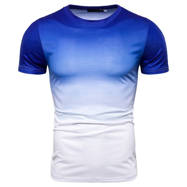 

miicoopie 2019 new mens t-shirt summer casual gradient color matching short sleeve round neck t-shirt, White;black