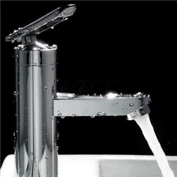

2017 brushed chrome waterfall bathroom basin faucet single handle sink mixer tap search