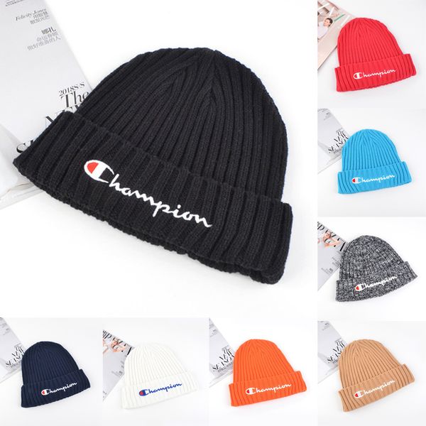 

8 colors c letter embroidered knitted hats women men winter knitted woolen hat fashion outdoor street caps dhl ajy676, Yellow