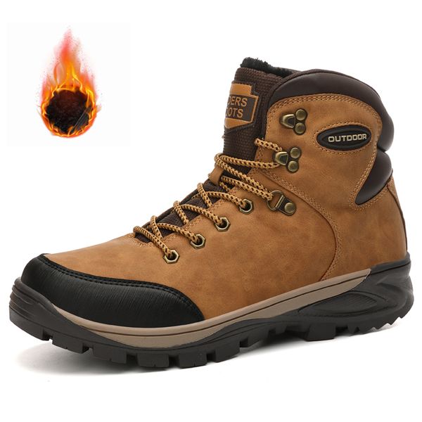 

outdoor hiking boots for male fashion casual men boots winter warm short plush sneakers men footwear flats, Black