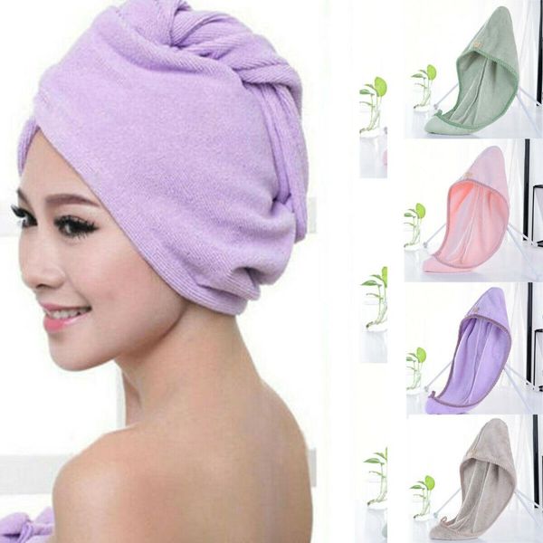 

microfiber towel quick dry hair magic drying turban wrap hat cap spa bathing hot