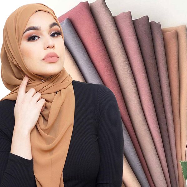 

plain bubble chiffon hijab shawl scarf women 2019 solid color long shawls and wraps muslim hijabs scarves ladies foulard femme