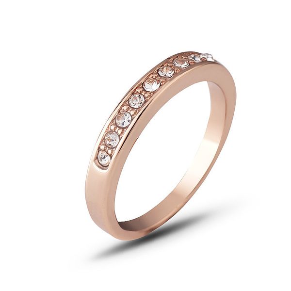 

[ddisplay]creative rose gold color ring brass ring posh lady exquisite single-row zircon rings jewelry girlfriend lover rings wedding, Silver