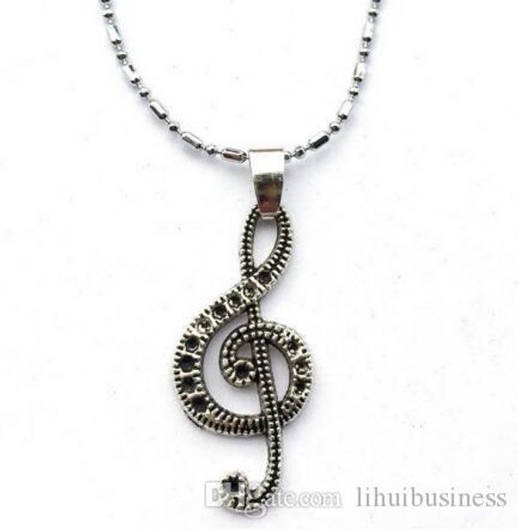 

10pcs/lot music note pendant chain necklace musical symbol lover gift for musician piano teacher treble clef gift drop shipping, Silver