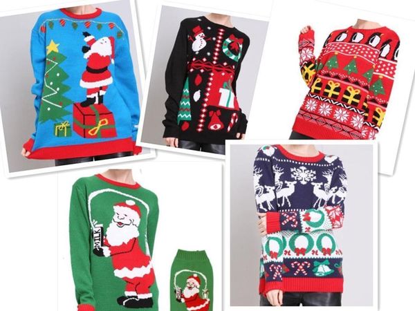 

designer xmas deer santa clus sweater ugly christmas sweaters women autumn winter, White;black