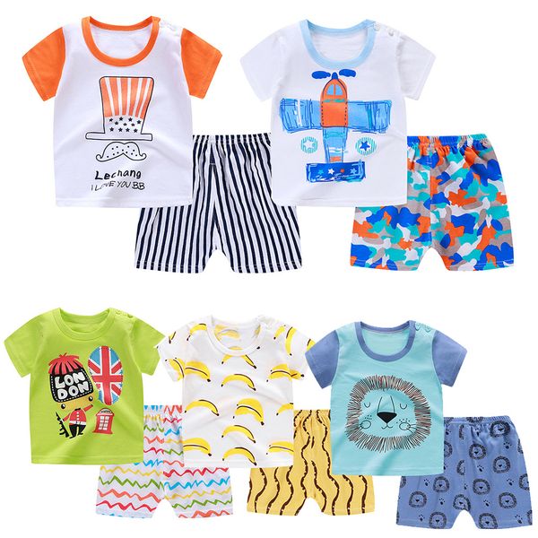 

popular children's cartoon printed short sleeve pants two-piece suit for baby