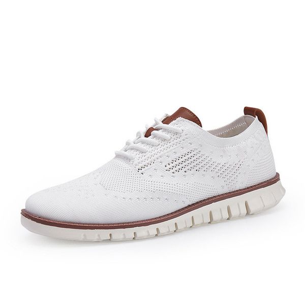 

New Brogue men's Shoes Lace up lightweight British Dress Footwear Fashion hollow breathable knitted mesh Flats Shoes