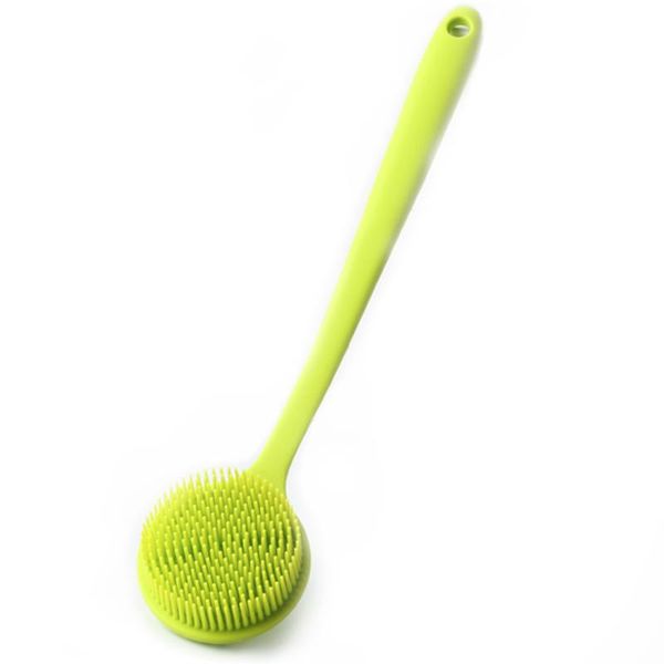 

cleaning shower with handle bristles bath body massage silicone long handle portable soft eco-friendly