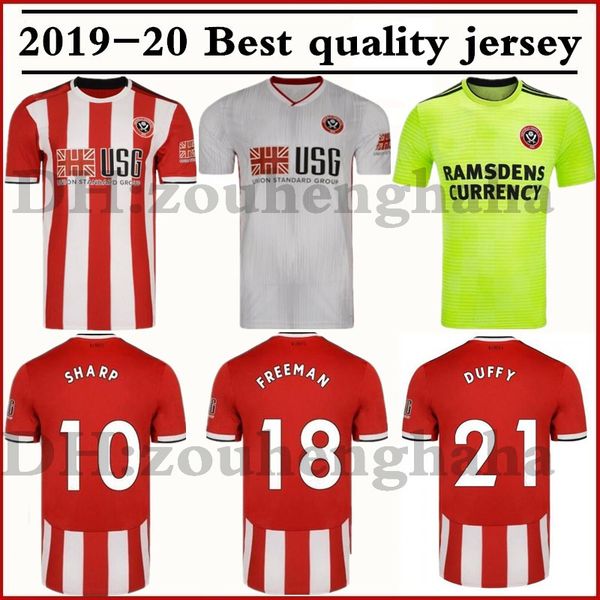 

2019 2020 sheffield united #9 clarke soccer jerseys 19 20 home #10 sharp football shirt baldock #18 an #21 duffy maillots de foot, Black;yellow