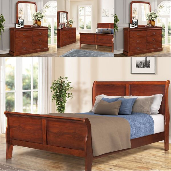 2019 Us Fast Shipping Oris Fur Bedroom Furniture Set Queen Size Bed Dresser Mirror Nightstand Oak Finish Dresser From Greatfurnishing 358 37