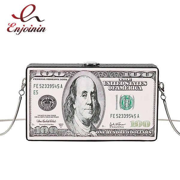 

fashion dollar pattern box design pu leather women daily clutch bag chain purse shoulder bag tote ladies handbag crossbody bag t200113