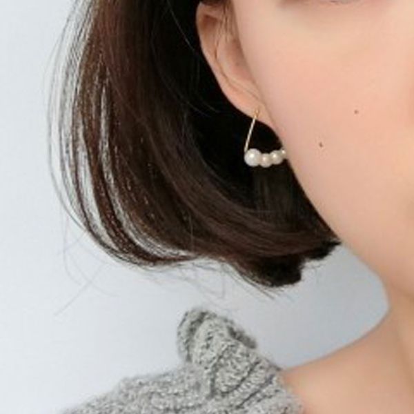 

silver s925 women earrings wedding jewelry fashion style simple pearl white gold plated stud earring zad183, Golden;silver