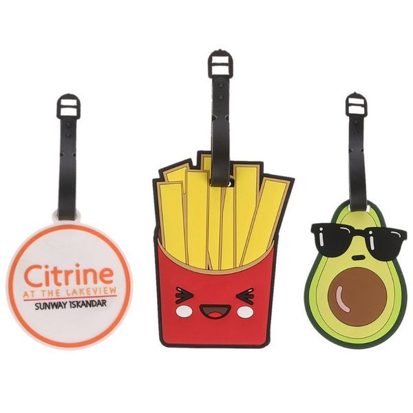 

cartoon luggage tag travel suitcase bag id tags address label baggage bag accessories lovely travel bag tag, Black