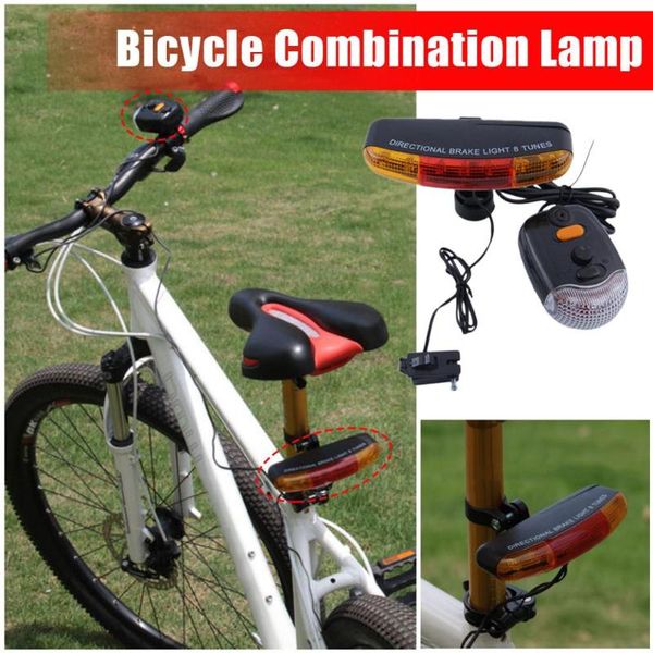 

7 led multi-function bicycle turn signal / bicycle tail light electric horn brake light 8 sound horn fixing bracket set