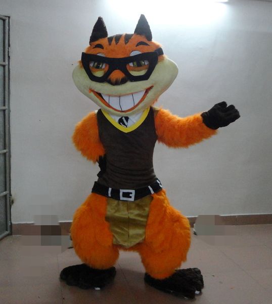 Costume della mascotte scoiattolo arancione di Halloween Occhiali da cartone animato di alta qualità scoiattolo Personaggio a tema anime Costumi di carnevale di Natale