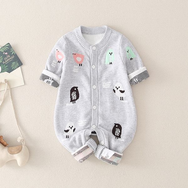 

baby romeprs knitted newborn boy girl clothes button up infant bebes jumpsuits long sleeve toddler kids overall cotton one piece, Blue